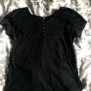 Black button up crop top